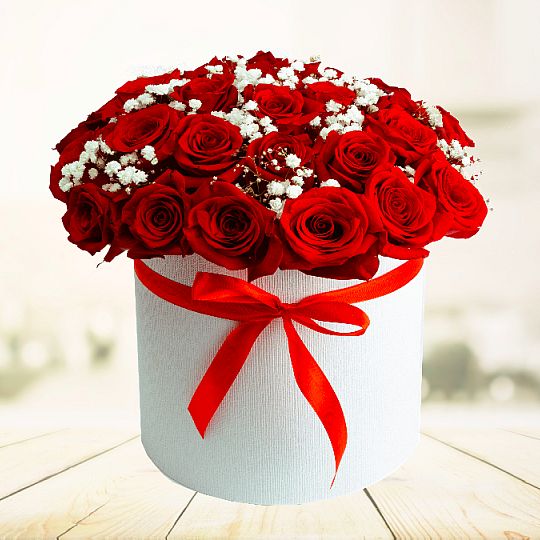 Flowerbox 30 Czerwonych Róż