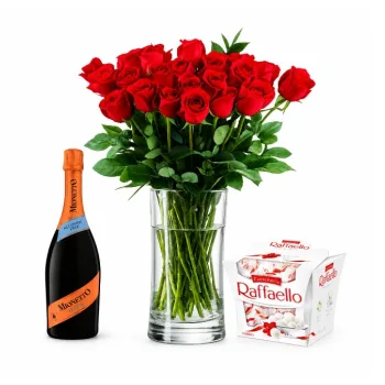 21 czerwonych róż, Prosecco Free i czekoladki