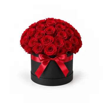 Flowerbox czerwonych róż - od 9 do 100 róż