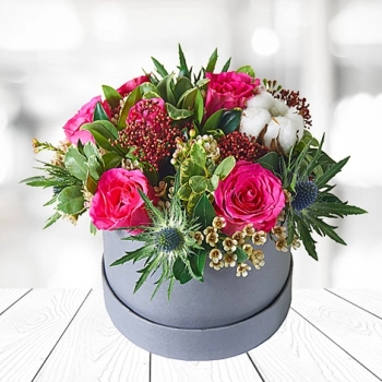 Flowerbox Różowe Róże z Przybraniem