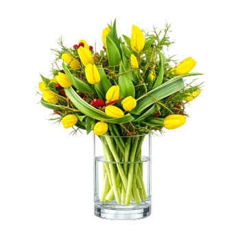 18 Żółtych Tulipanów z przybraniem