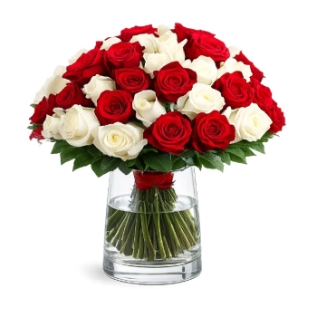 Bukiet Białych i Czerwonych Róż