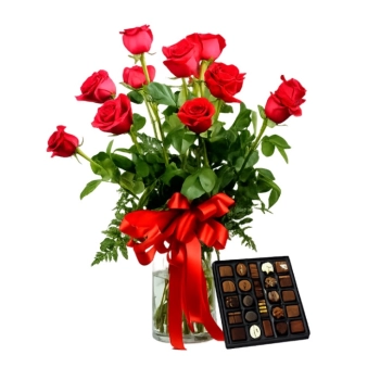 11 Czerwonych Róż z Czekoladkami