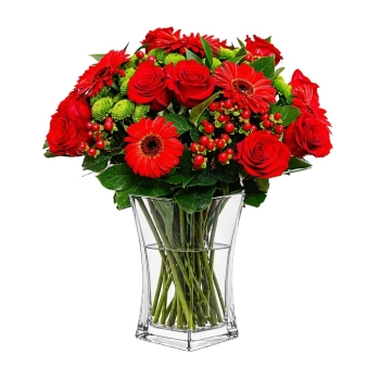 Czerwone Róże i Gerbery