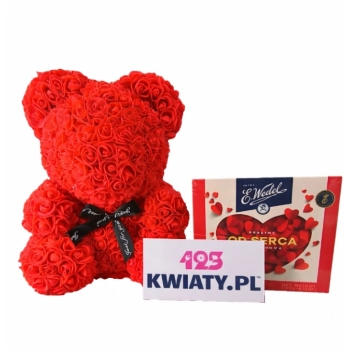 „Miś z Róż z Czekoladkami – Od Serca”