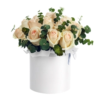 Flowerbox Białe Róże z Przybraniem