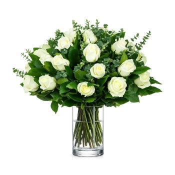 25 Białych Róż z Przybraniem
