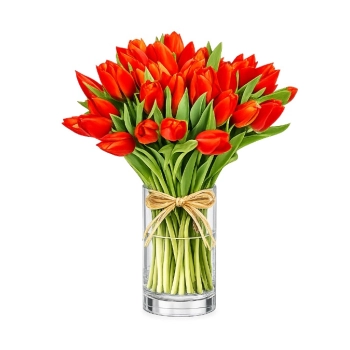 30 czerwonych tulipanów