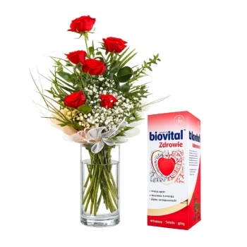 7 Czerwonych Róż z Biovitalem