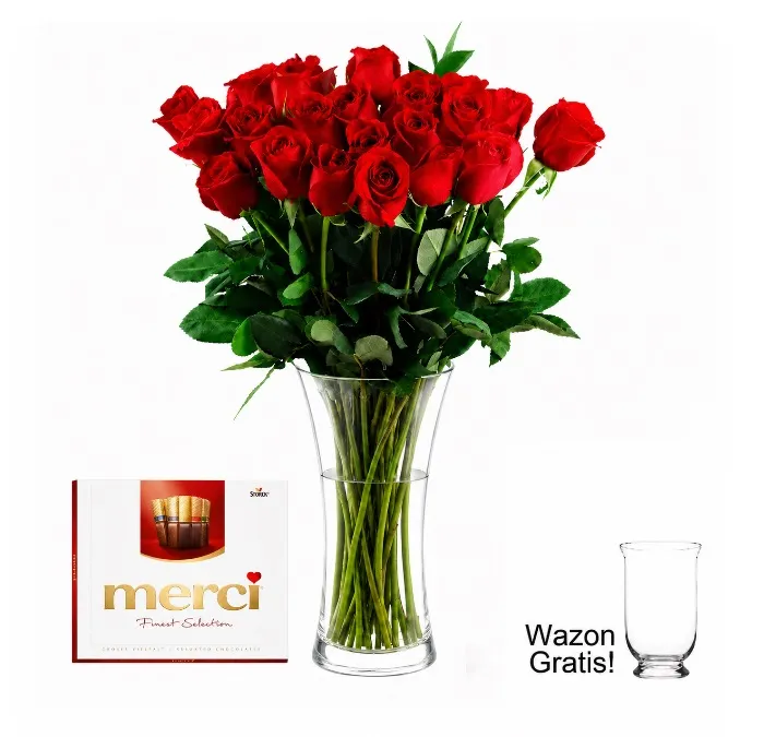 20 Czerwonych Róż z Czekoladkami - Niemcy