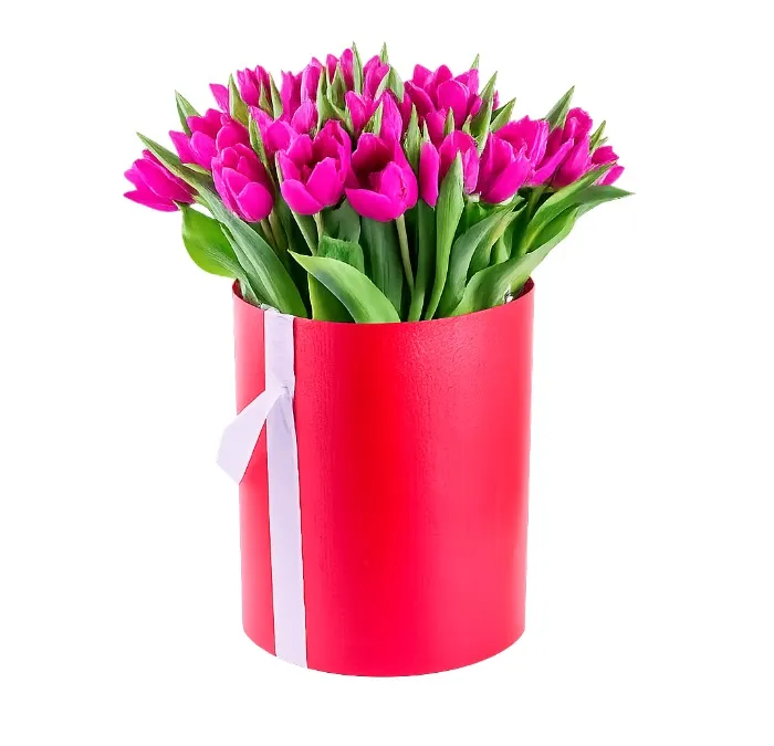 Flowerbox 25 fioletowych tulipanów