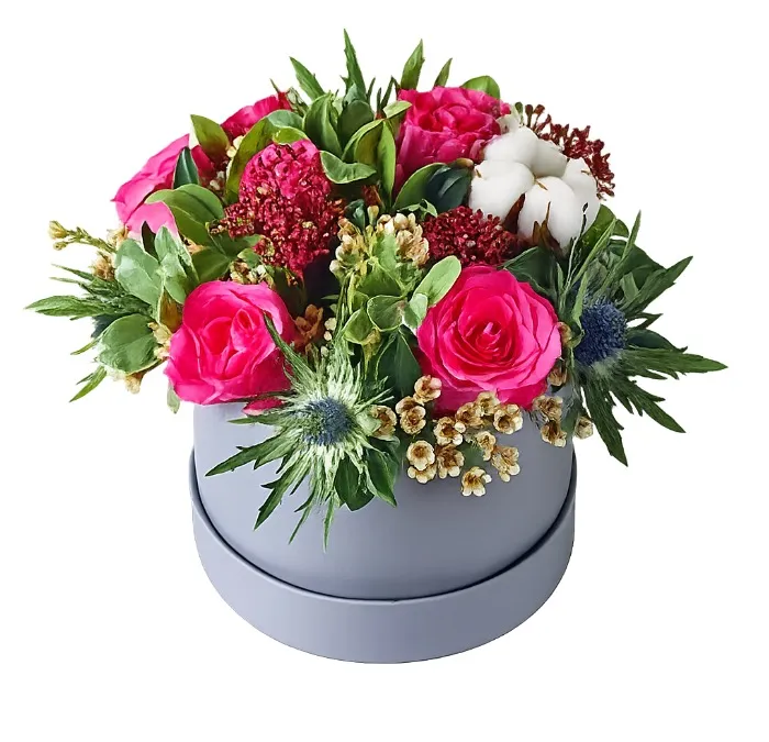 Flowerbox Pink Roses with Greenery