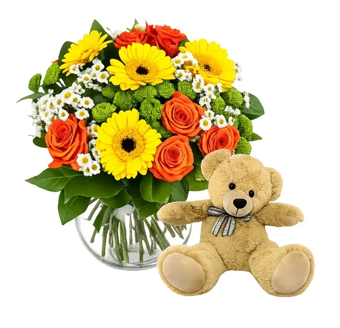 Summer love with a big teddy bear