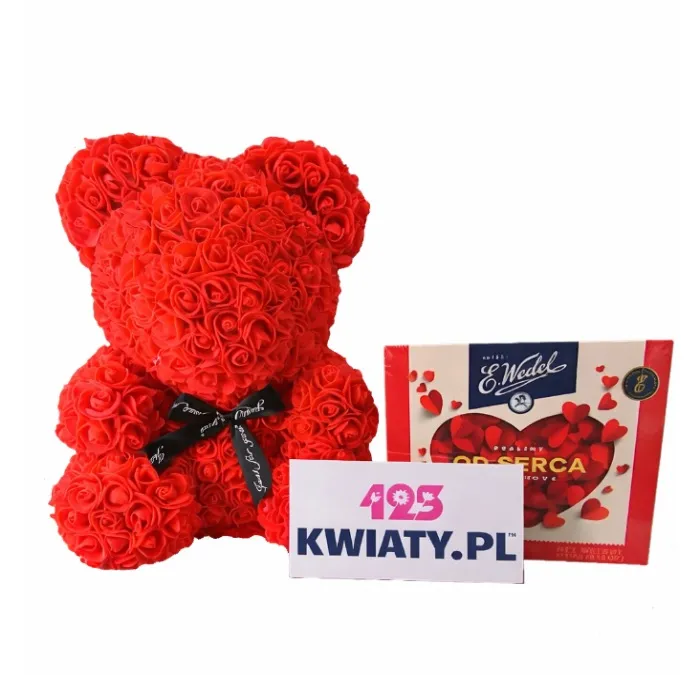 „Miś z Róż z Czekoladkami – Od Serca”