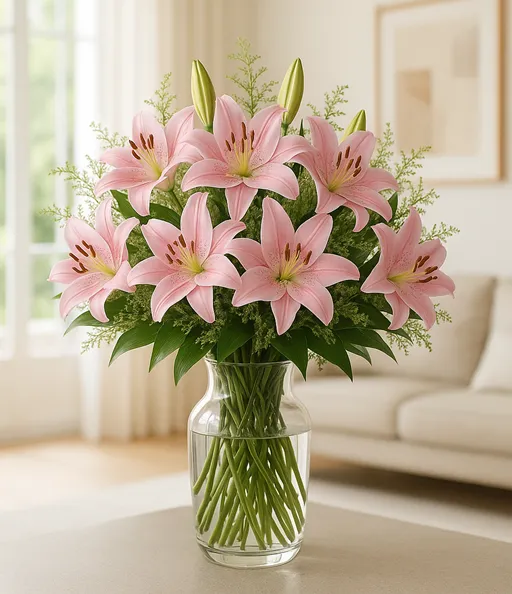Różowe lilie - 7 szt.