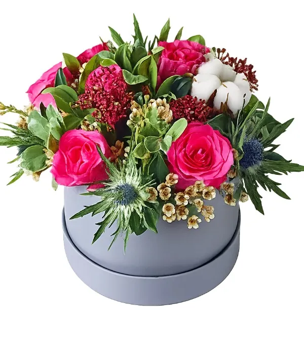 Produkt Flowerbox Różowe Róże z Przybraniem Zdjęcie