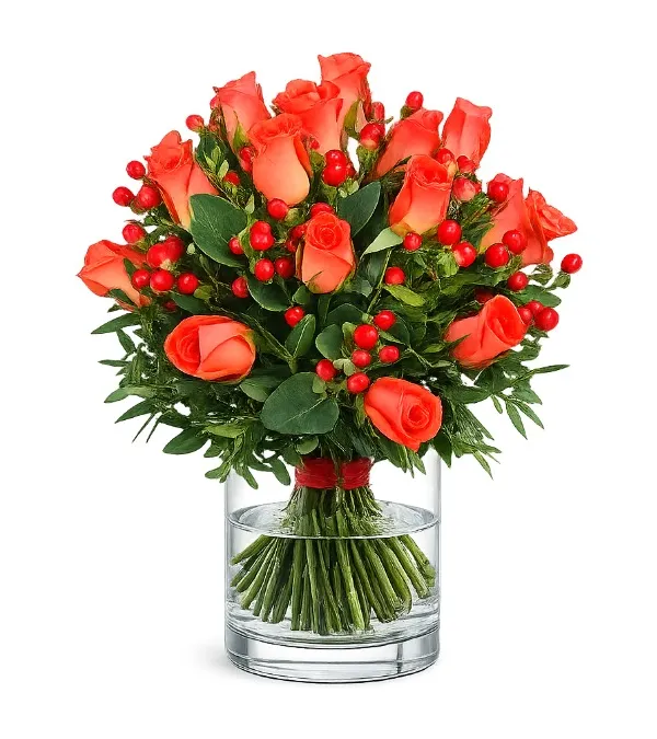 Produkt Czerwone Róże z Hypericum Zdjęcie