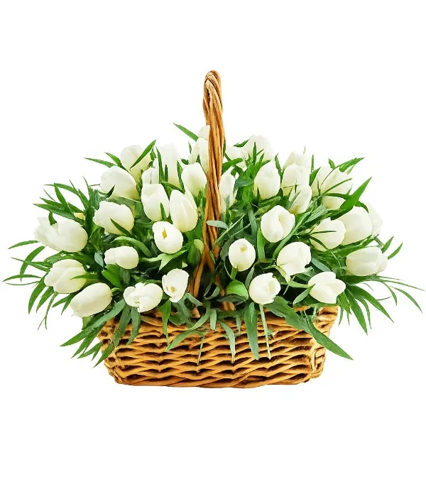 Product Basket of 35 White Tulips Image
