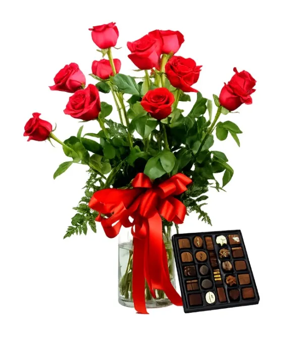 Produkt 11 Czerwonych Róż z Czekoladkami Zdjęcie