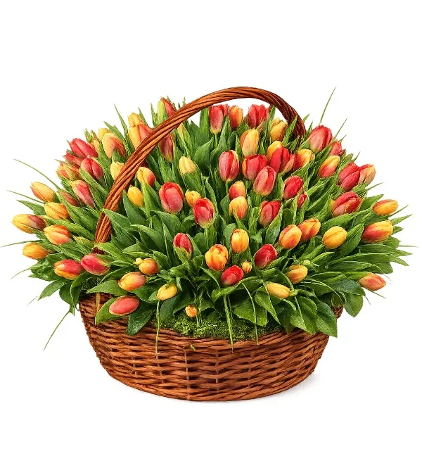 Product Basket of 100 tulips Image