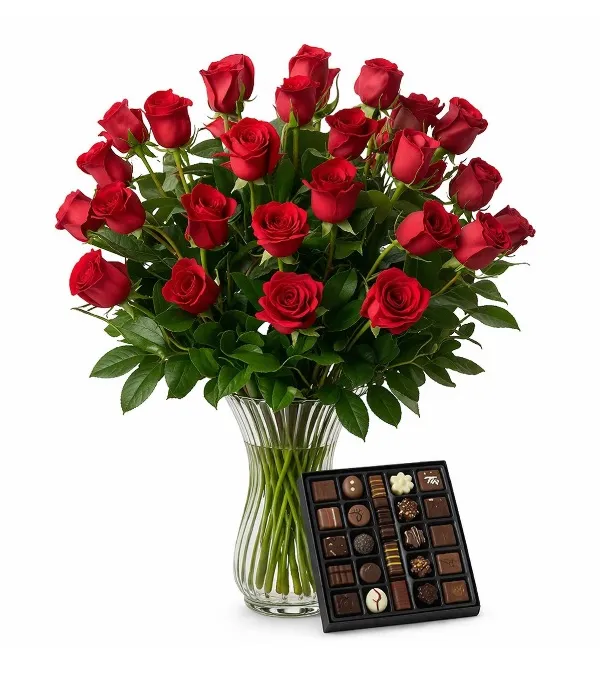Product 25 Red Roses with Chocolates Image