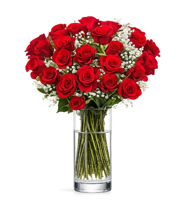 Produkt 30 Czerwonych Róż z Przybraniem Zdjęcie