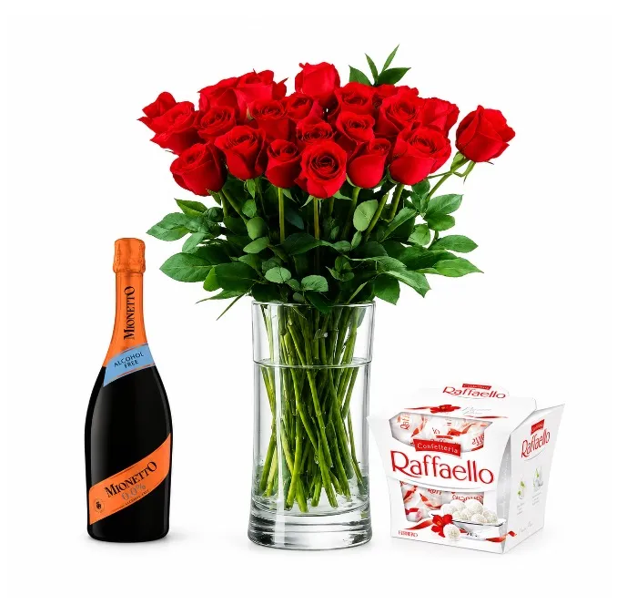 21 czerwonych róż, Prosecco Free i czekoladki