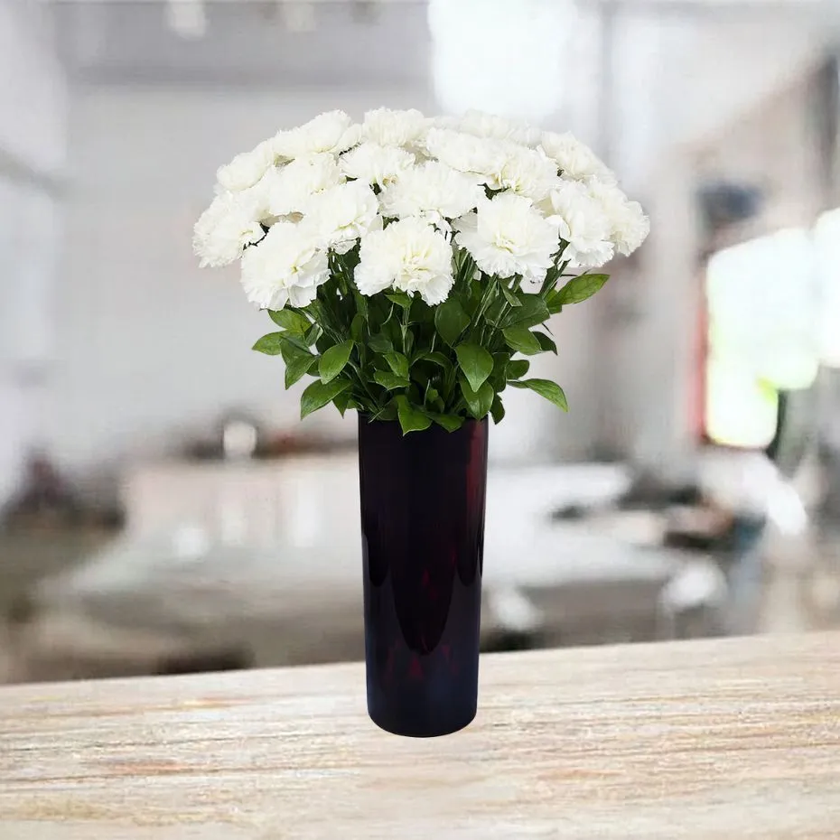 21 white carnations