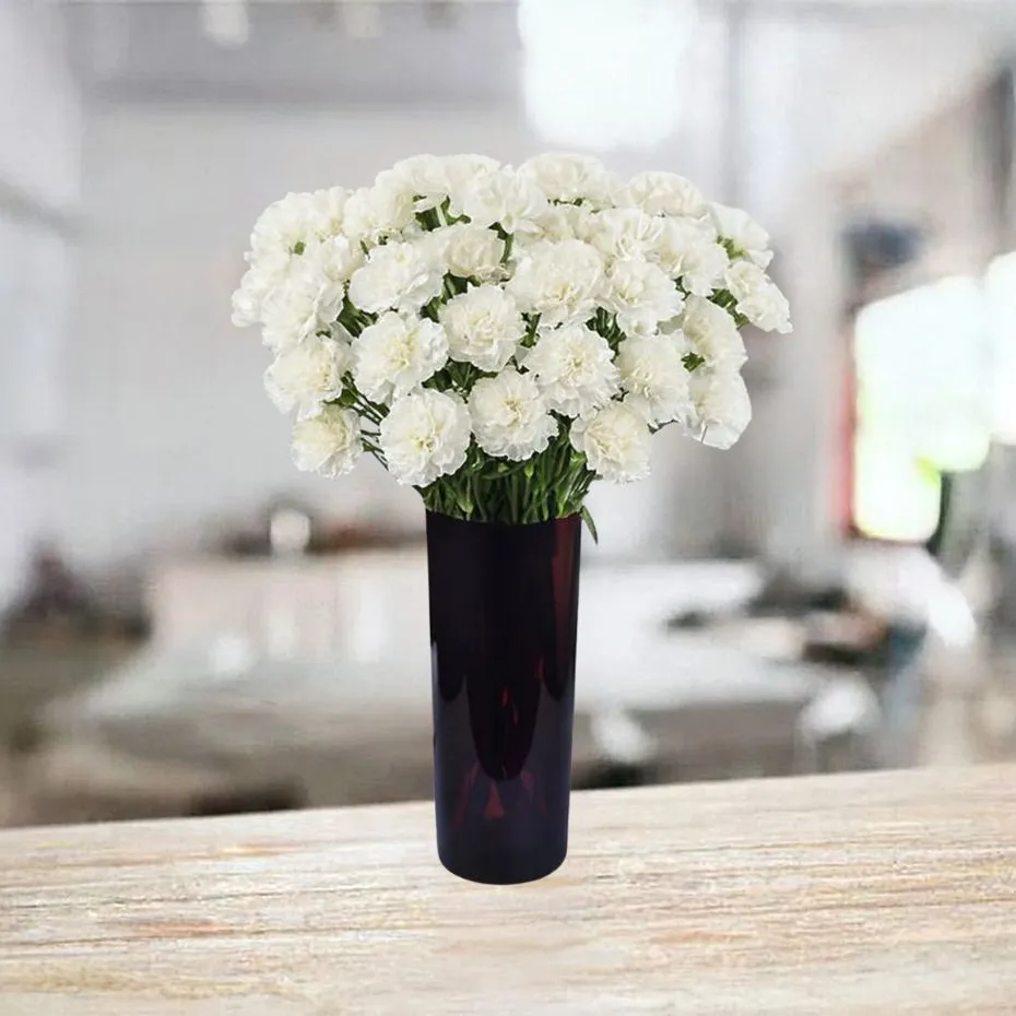 30 white carnations