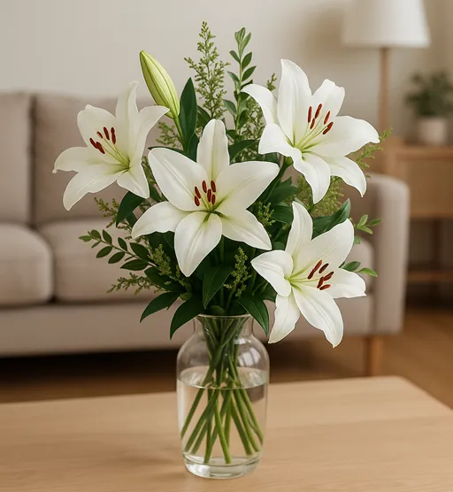 5 white lilies