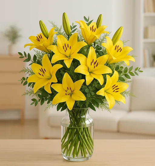 7 yellow lilies