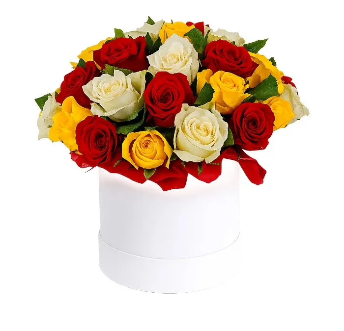 Flowerbox 21 Kolorowych Róż