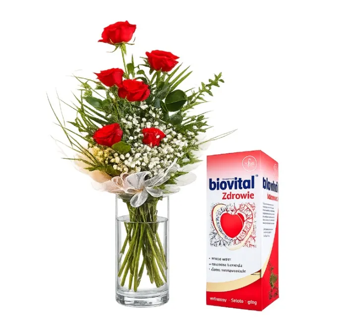 7 Czerwonych Róż z Biovitalem