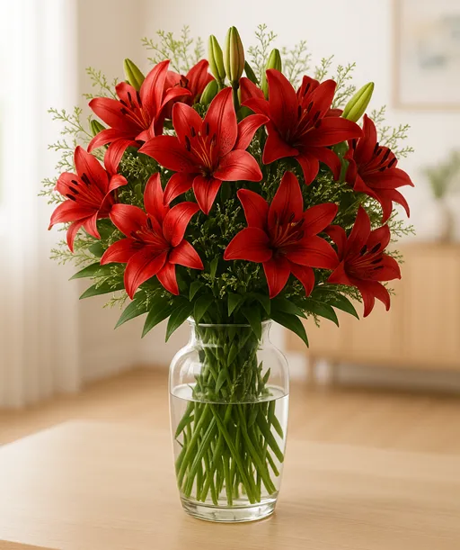 Produkt 11 bordowych lilii Zdjęcie