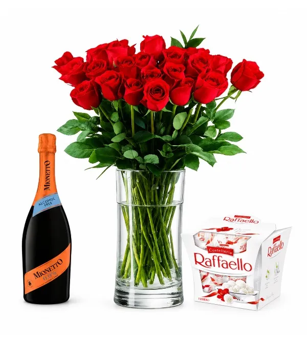 Produkt 21 czerwonych róż, Prosecco Free i czekoladki Zdjęcie