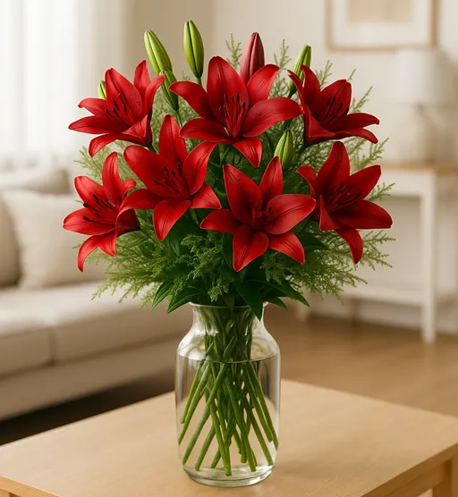 Produkt 7 bordowych lilii Zdjęcie