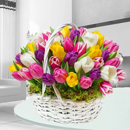 Produkt 50 Tulipanów w Koszu Zdjęcie